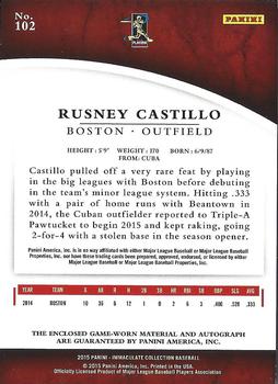 2015 Panini Immaculate Collection #102 Rusney Castillo Back