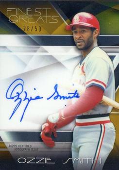 2015 Finest - Greats Autographs Gold Refractors #FGA-OS Ozzie Smith Front