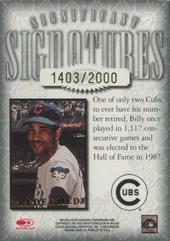 1998 Donruss Signature - Significant Signatures #NNO Billy Williams Back