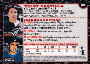 1999 Bowman Chrome - International #22 Vinny Castilla  Back