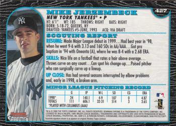 1999 Bowman Chrome - International #427 Mike Jerzembeck  Back