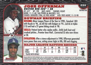 1999 Bowman Chrome - Refractors #231 Jose Offerman  Back