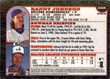 1999 Bowman Chrome - Refractors #248 Randy Johnson  Back