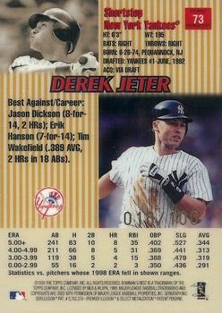 1999 Bowman's Best - Atomic Refractors #73 Derek Jeter  Back