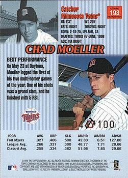 1999 Bowman's Best - Atomic Refractors #193 Chad Moeller  Back