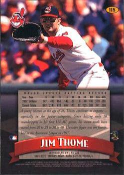 1998 Finest #118 Jim Thome Back