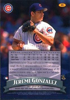 1998 Finest #13 Jeremi Gonzalez Back
