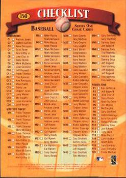 1998 Finest #150 Checklist: 1-150 and Inserts Back