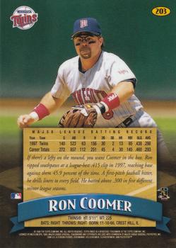 1998 Finest #203 Ron Coomer Back