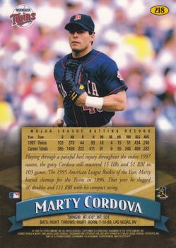 1998 Finest #218 Marty Cordova Back