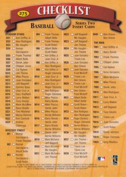 1998 Finest #275 Checklist: 151-275 and Inserts Back