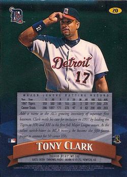1998 Finest #20 Tony Clark Back