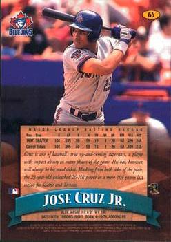1998 Finest #65 Jose Cruz Jr. Back