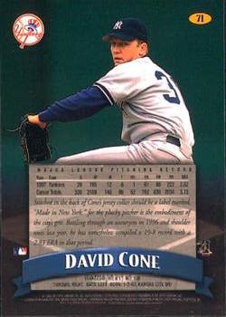 1998 Finest #71 David Cone Back