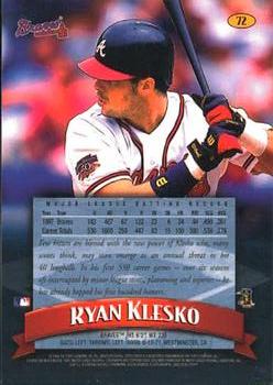 1998 Finest #72 Ryan Klesko Back
