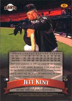 1998 Finest #87 Jeff Kent Back