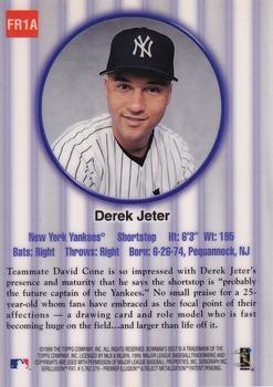 1999 Bowman's Best - Franchise Favorites Autographs #FR1A Derek Jeter  Back