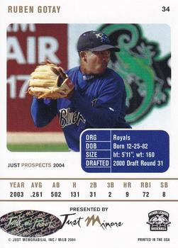 2004 Just Prospects - Autographs #34 Ruben Gotay Back