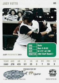 2004 Just Prospects - Autographs #85 Joey Votto Back