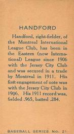 1912 Imperial Tobacco C46 #21 Charles Hanford Back