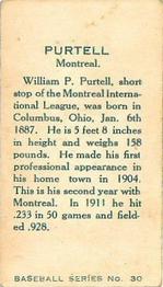 1912 Imperial Tobacco C46 #30 William Purtell Back