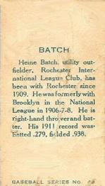 1912 Imperial Tobacco C46 #48 Heinie Batch Back