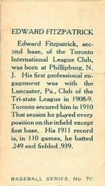 1912 Imperial Tobacco C46 #70 Edward Fitzpatrick Back