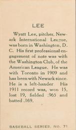 1912 Imperial Tobacco C46 #71 Wyatt Lee Back