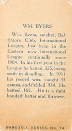 1912 Imperial Tobacco C46 #74 William Byers Back