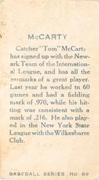 1912 Imperial Tobacco C46 #89 Lew McCarty Back