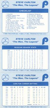 1984 Star Steve Carlton #1 - 3 Steve Carlton Back