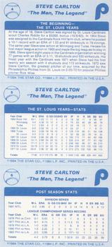 1984 Star Steve Carlton #4 - 6 Steve Carlton Back