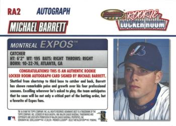 1999 Bowman's Best - Rookie Locker Room Autographs #RA2 Michael Barrett  Back