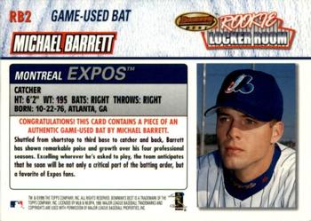 1999 Bowman's Best - Rookie Locker Room Game-Used Bats #RB2 Michael Barrett  Back