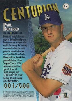 1998 Finest - Centurions #C12 Paul Konerko Back