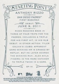 2015 Topps Allen & Ginter - Starting Points #SP-16 Anthony Rizzo Back