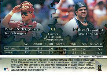 1999 Finest - Complements Refractor Left #C1 Mike Piazza / Ivan Rodriguez  Back