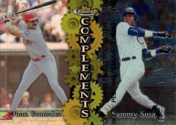 1999 Finest - Complements Refractor Left #C4 Juan Gonzalez / Sammy Sosa  Front