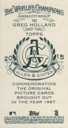 2015 Topps Allen & Ginter - Mini A & G Back #100 Greg Holland Back