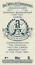 2015 Topps Allen & Ginter - Mini A & G Back #1 Madison Bumgarner Back