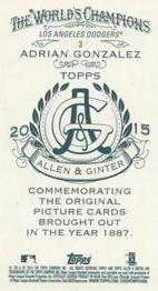 2015 Topps Allen & Ginter - Mini A & G Back #3 Adrian Gonzalez Back