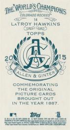 2015 Topps Allen & Ginter - Mini A & G Back #14 LaTroy Hawkins Back