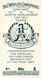 2015 Topps Allen & Ginter - Mini A & G Back #15 Justin Verlander Back