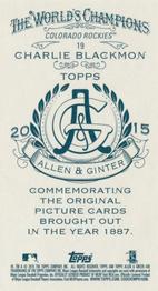2015 Topps Allen & Ginter - Mini A & G Back #19 Charlie Blackmon Back