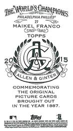 2015 Topps Allen & Ginter - Mini A & G Back #27 Maikel Franco Back