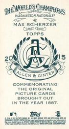 2015 Topps Allen & Ginter - Mini A & G Back #42 Max Scherzer Back