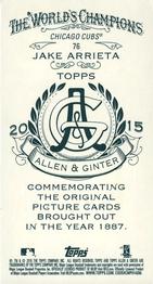 2015 Topps Allen & Ginter - Mini A & G Back #76 Jake Arrieta Back