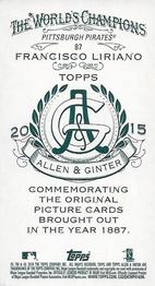 2015 Topps Allen & Ginter - Mini A & G Back #87 Francisco Liriano Back