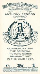 2015 Topps Allen & Ginter - Mini A & G Back #171 Anthony Rendon Back