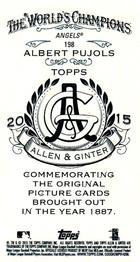 2015 Topps Allen & Ginter - Mini A & G Back #198 Albert Pujols Back